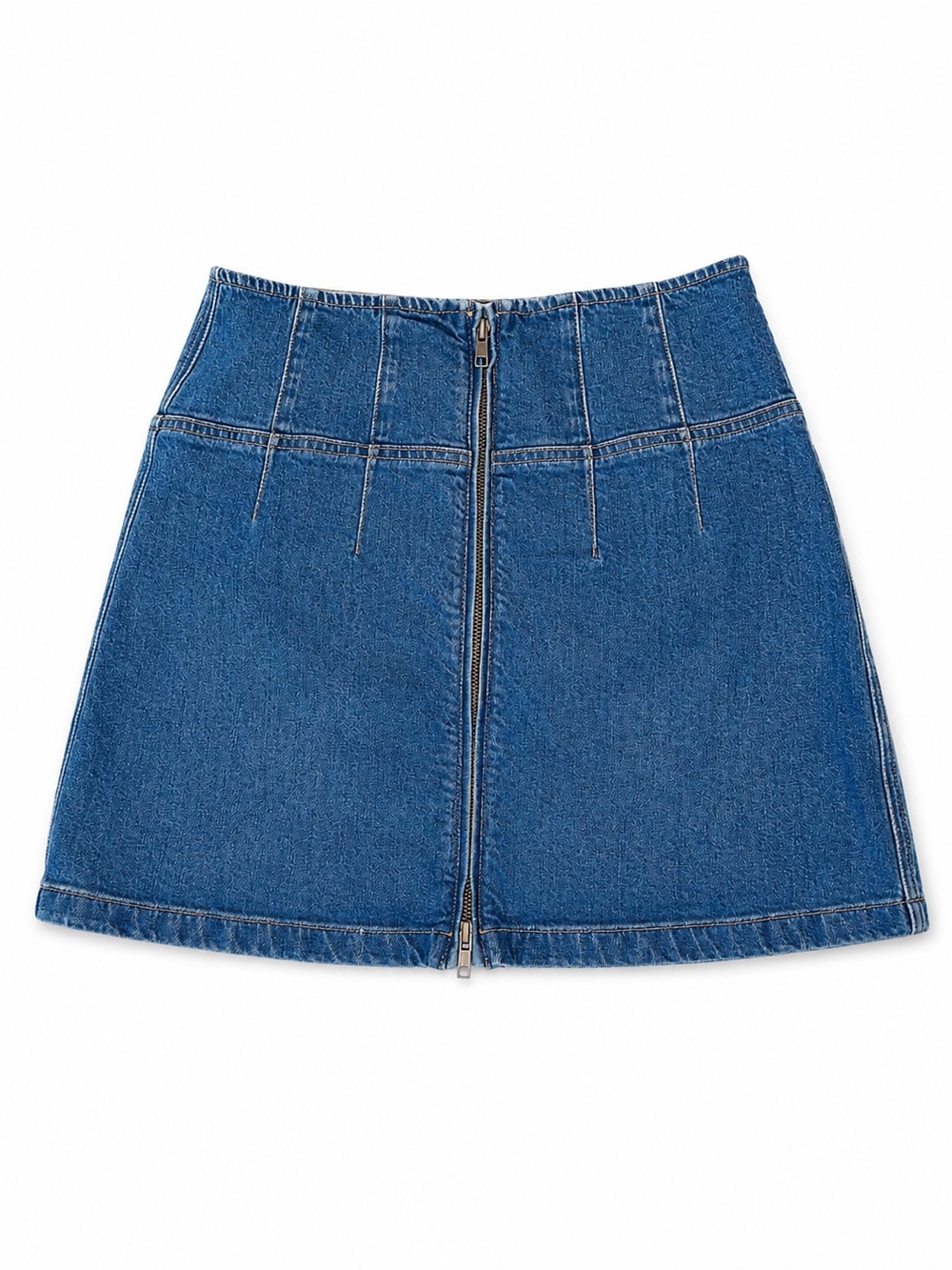 Alice+Olivia Classic Blue Denim Zip-Front Mini Skirt